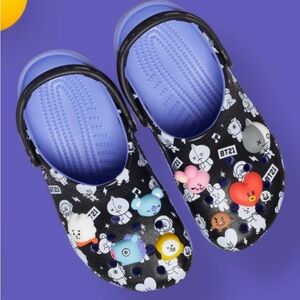 BT21 x CROCS Character Clogs with Black and Purple Design Size 11 W / 9 M